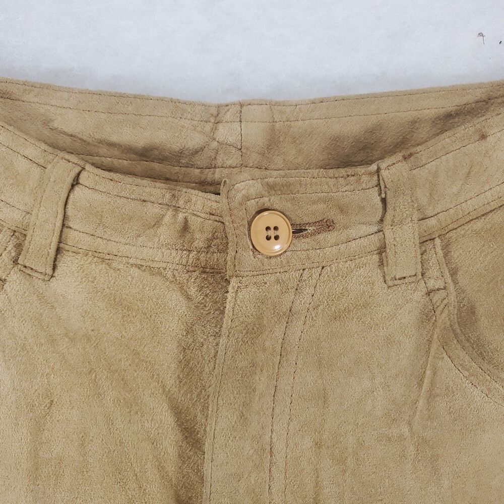 sz 6 28x30 Lauren Ralph Lauren Suede Pants Leather Tan Camel Preppy Equestrian - Picture 6 of 15
